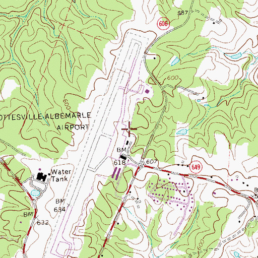 Topographic Map of Charlottesville-Albemarle Airport, VA