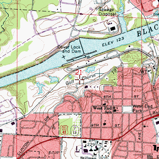 Topographic Map of Tuscaloosa Country Club, AL