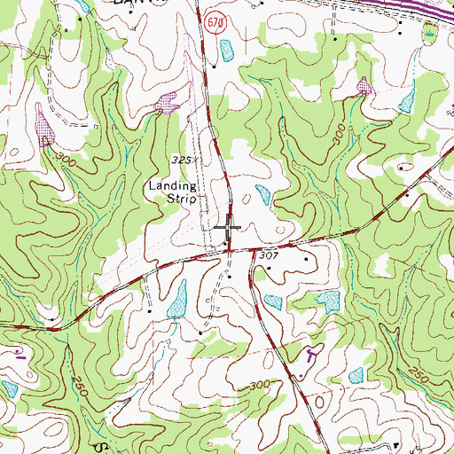 Topographic Map of Lawrenceville/Brunswick Municipal Airport, VA