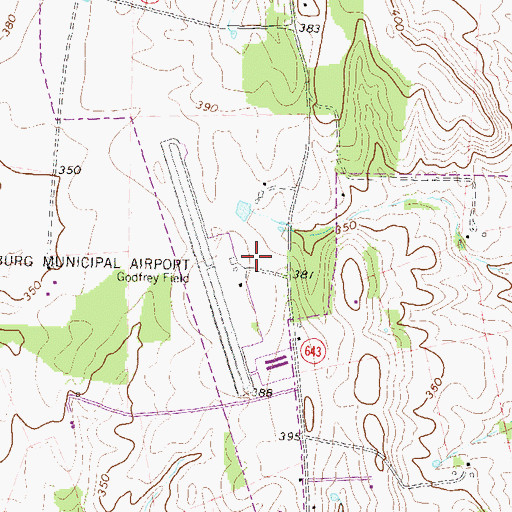 Topographic Map of Leesburg Executive Airport, VA