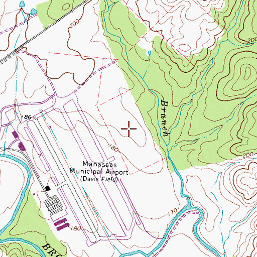 Topographic Map of Manassas Regional Airport/Harry P Davis Field, VA