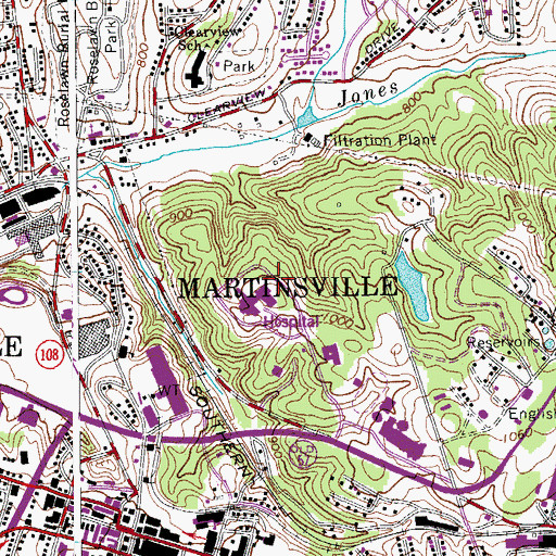 Topographic Map of Martinsville-Henry County Memorial Hospital Heliport, VA