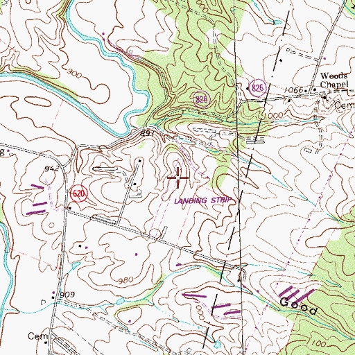 Topographic Map of Franwood Farms Inc Airport, VA