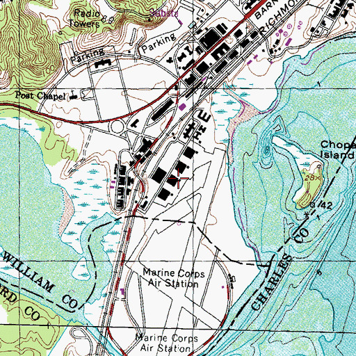 Topographic Map of Quantico Marine Corps Air Field /Turner Field, VA