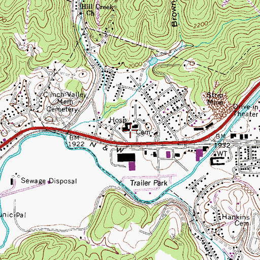 Topographic Map of Humana Hospital-Clinch Valley Heliport, VA