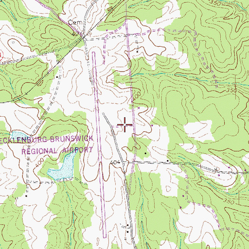 Topographic Map of Mecklenburg-Brunswick Regional Airport, VA