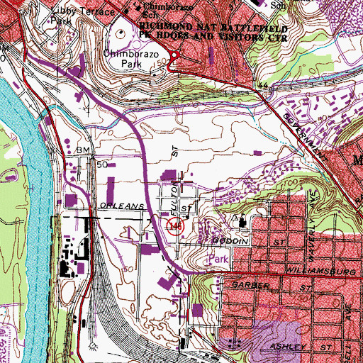 Topographic Map of Rocketts, VA