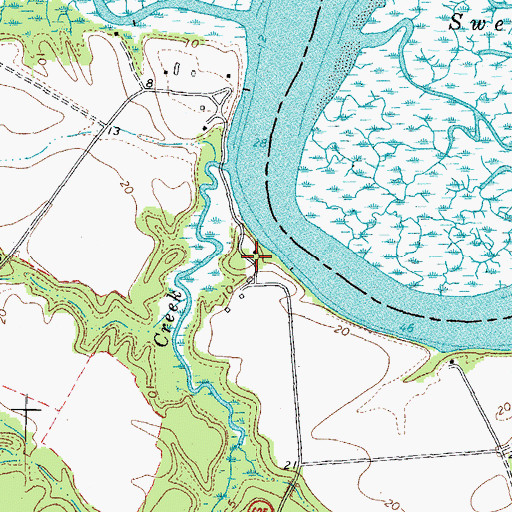 Topographic Map of White Oak Landing, VA