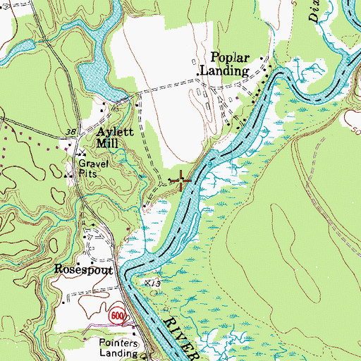 Topographic Map of Cabin Landing Point, VA