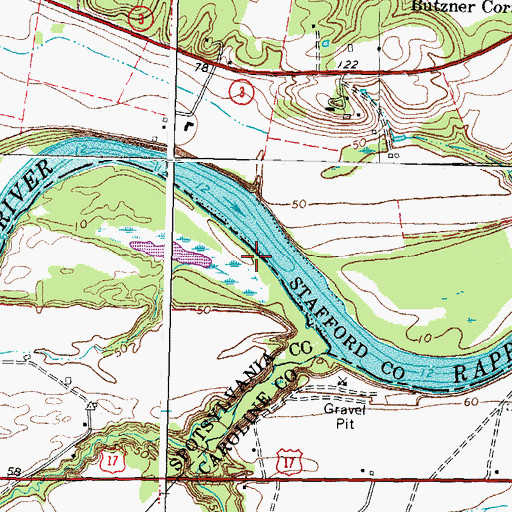 Topographic Map of Snowden Bar, VA