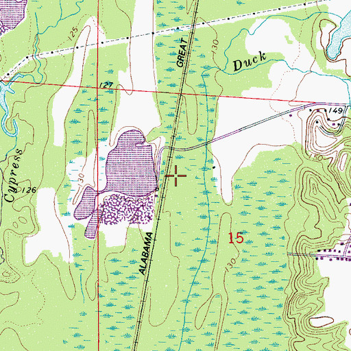 Topographic Map of Crabtree (historical), AL