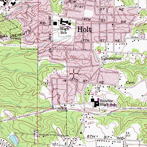 Topographic Map of Cresent Heights, AL