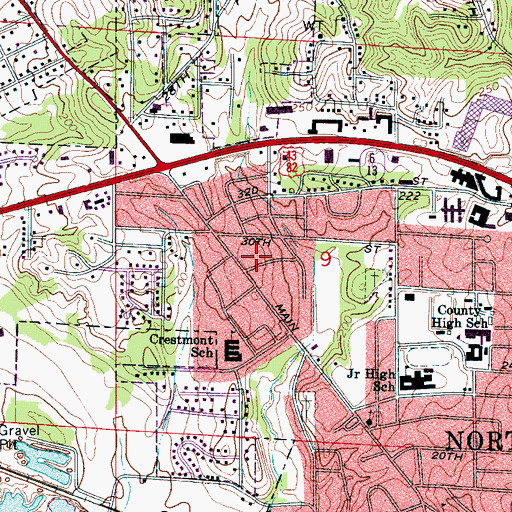 Topographic Map of Crestdale, AL