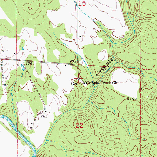 Topographic Map of Cripple Creek Cemetery, AL