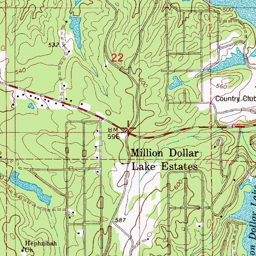 Topographic Map of Crossroads School (historical), AL