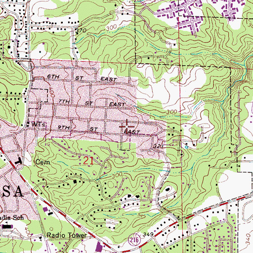 Topographic Map of Cumberland Park, AL