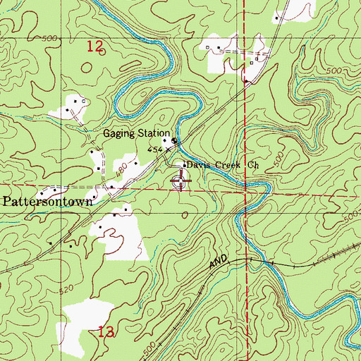 Topographic Map of Davis Creek Cemetery, AL