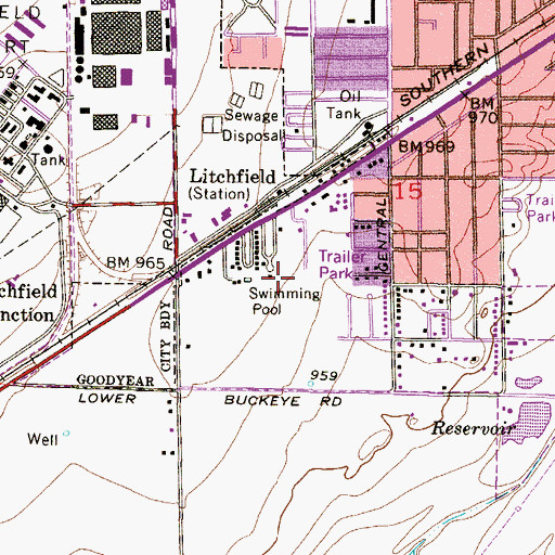 Topographic Map of Mountain View Park, AZ