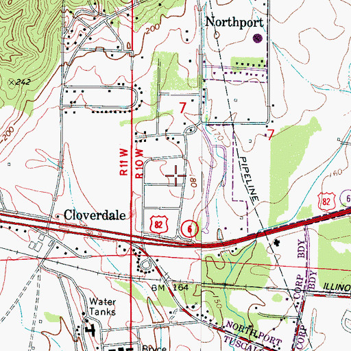 Topographic Map of Deerfield, AL