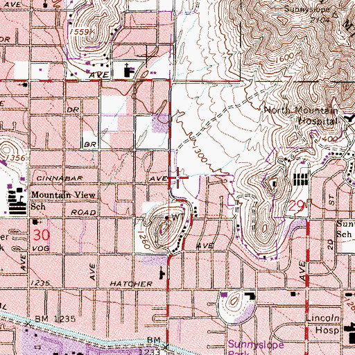 Topographic Map of Mountain View Park, AZ