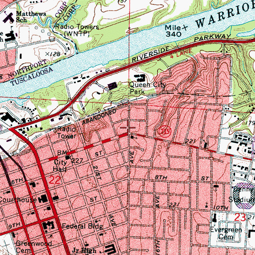 Topographic Map of Downtown Plaza Shopping Center, AL