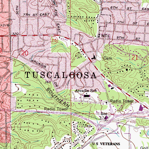 Topographic Map of Druid Hills, AL