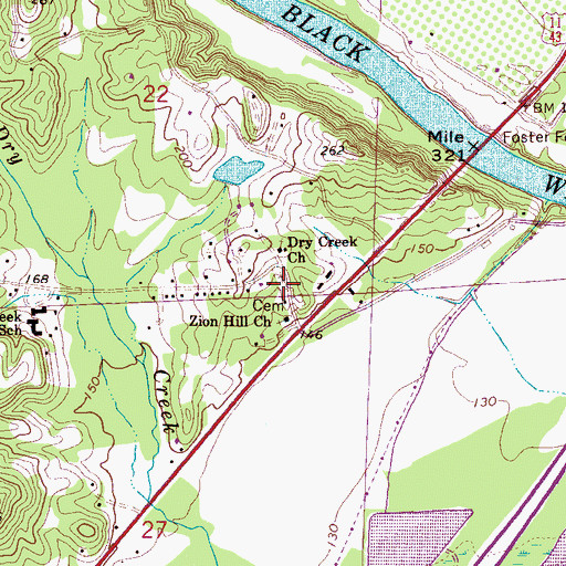 Topographic Map of Dry Creek Cemetery, AL