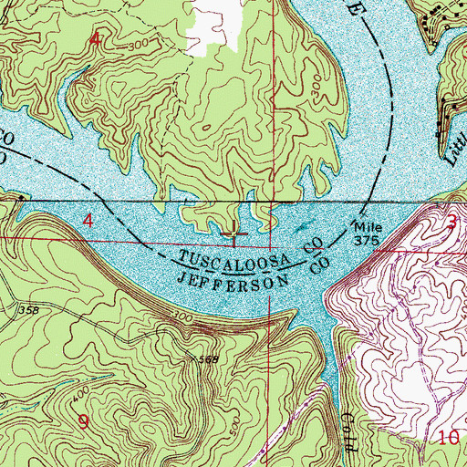 Topographic Map of Dunns Bend, AL