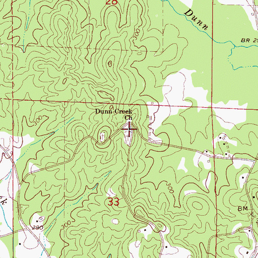 Topographic Map of Dunns Creek School (historical), AL