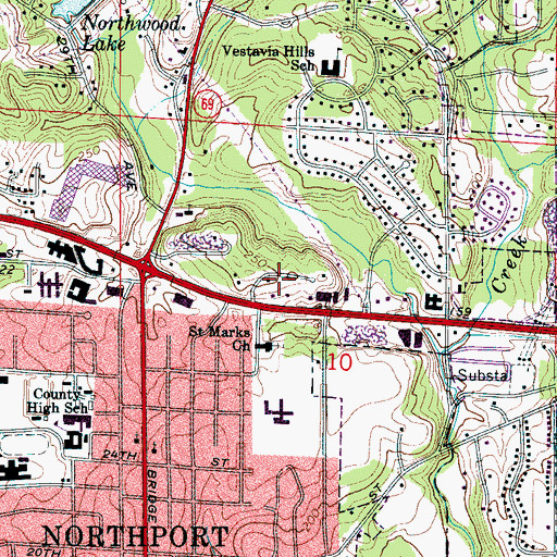 Topographic Map of Dutton Place, AL