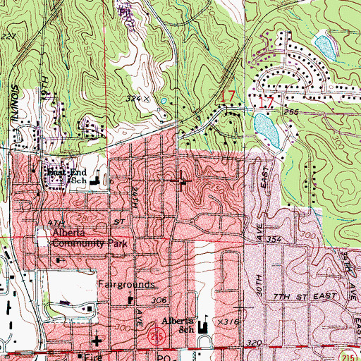 Topographic Map of Eastern Hills Baptist Church, AL