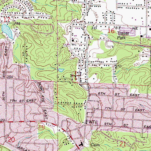 Topographic Map of Eastside Freewill Baptist Church, AL