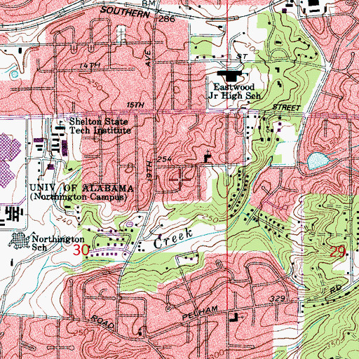 Topographic Map of Eastwood Villa, AL