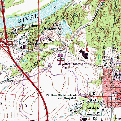 Topographic Map of Ed E Love Water Treatment Plant, AL