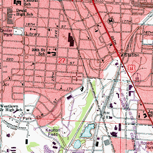 Topographic Map of Elizabeth Baptist Church, AL