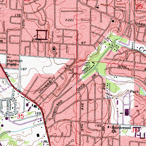 Topographic Map of Emmanuel Baptist Church, AL