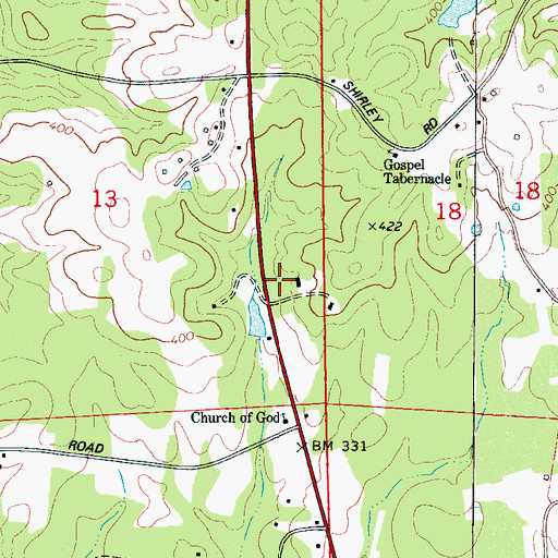 Topographic Map of Espy Springs Church (historical), AL