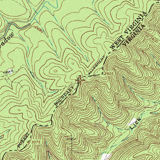 Topographic Map of Allegheny Mountain Trail, VA