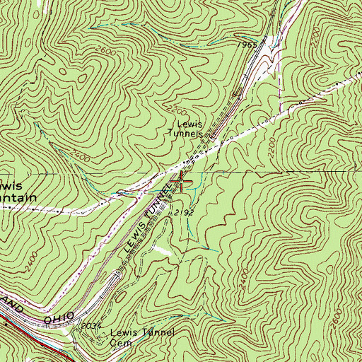 Topographic Map of Lewis Tunnel, VA