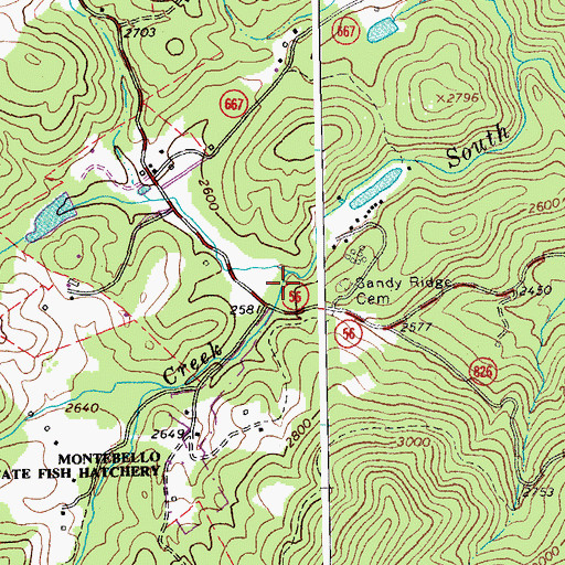 Topographic Map of Mill Creek, VA