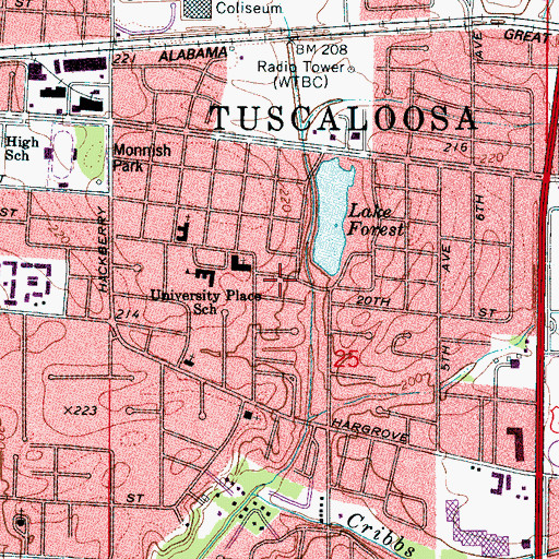 Topographic Map of Fernwood, AL