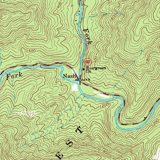 Topographic Map of South Fork Tye River, VA
