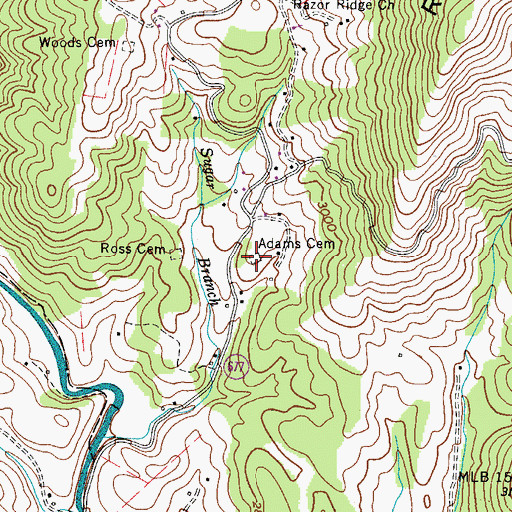 Topographic Map of Adams Cemetery, VA