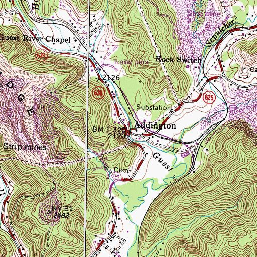 Topographic Map of Addington, VA