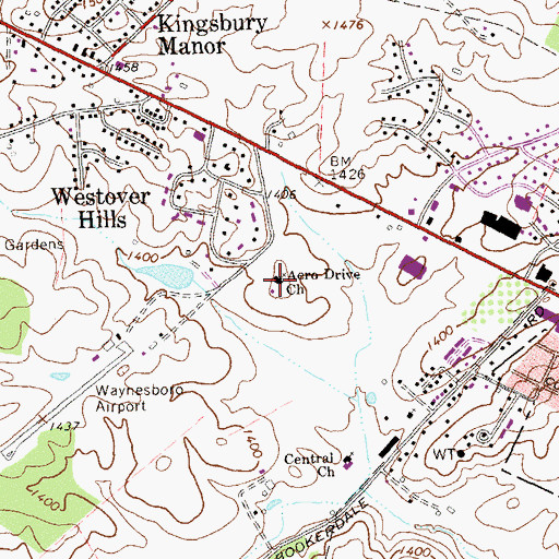 Topographic Map of Aero Drive Church, VA