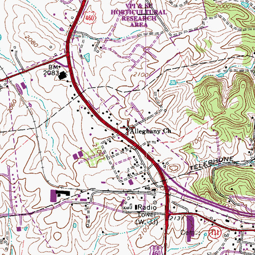 Topographic Map of Alleghany Church, VA