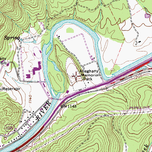 Topographic Map of Alleghany Memorial Park, VA