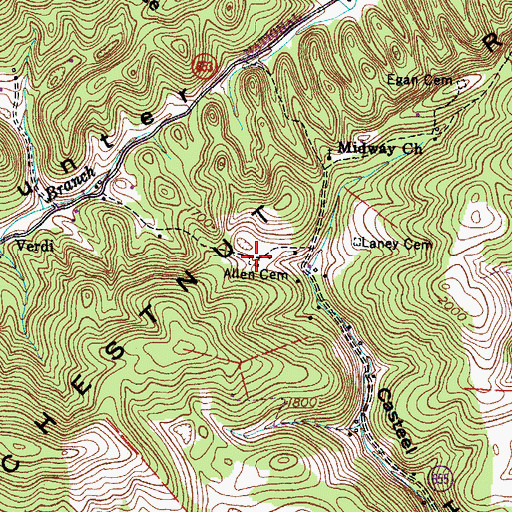 Topographic Map of Allen Cemetery, VA