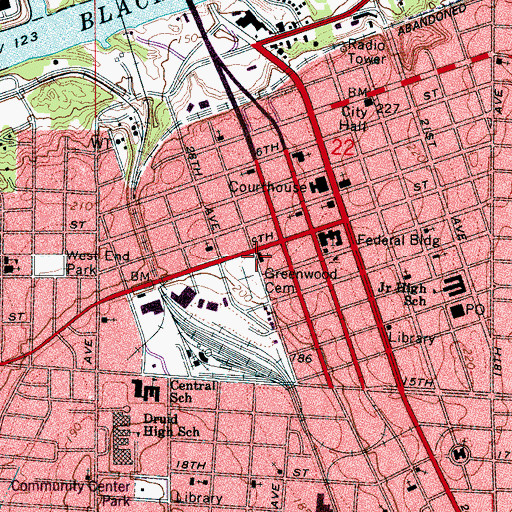 Topographic Map of First African Baptist Church, AL
