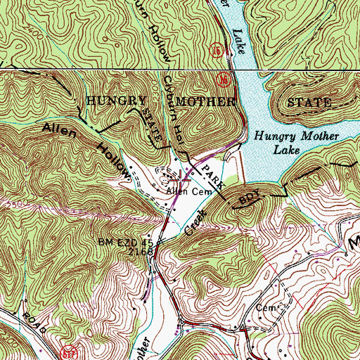 Topographic Map of Allen Cemetery, VA